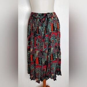 VINTAGE BRONSON RAYON CRINKLE PLEAT SKIRT